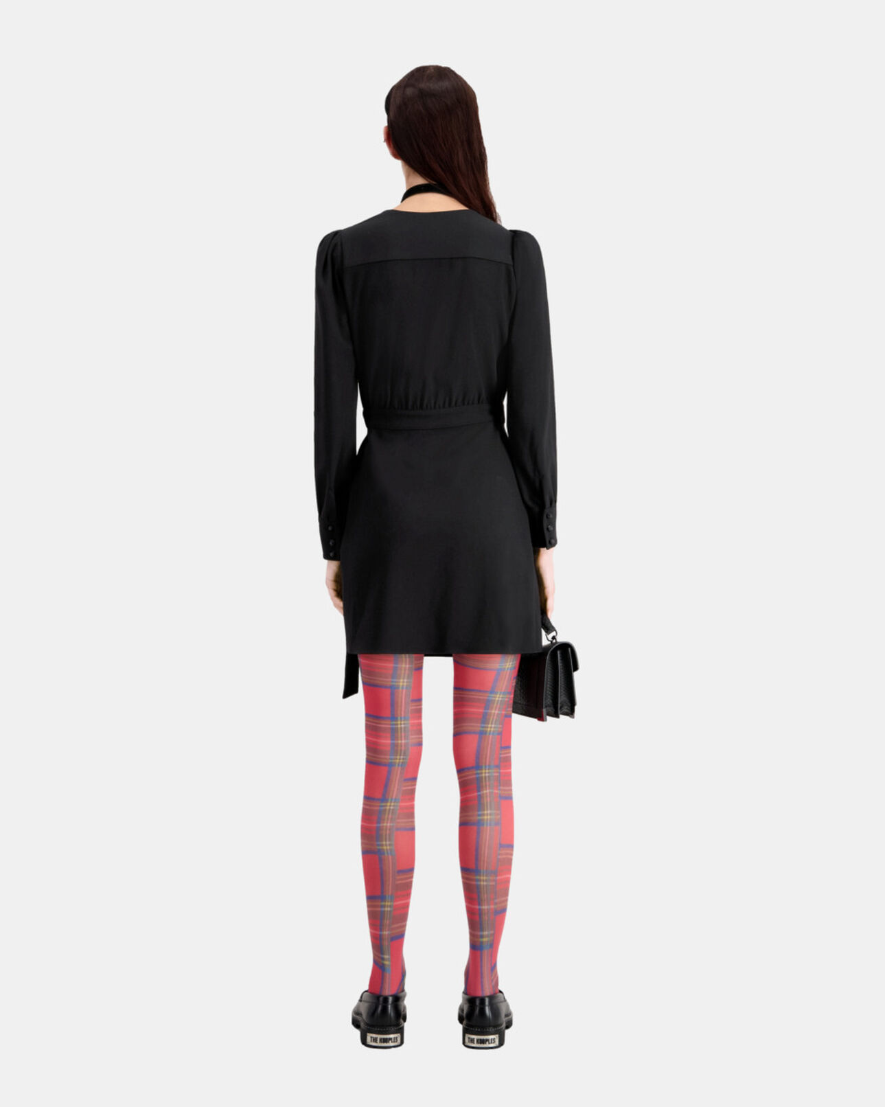The Kooples FEMME BLACK robe portefeuille courte noire en crêpe