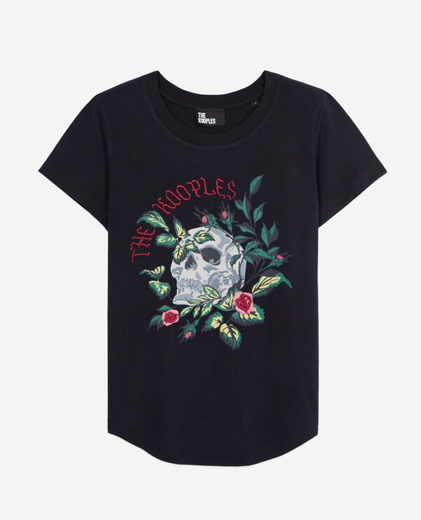 schwarzes t-shirt damen mit siebdruck