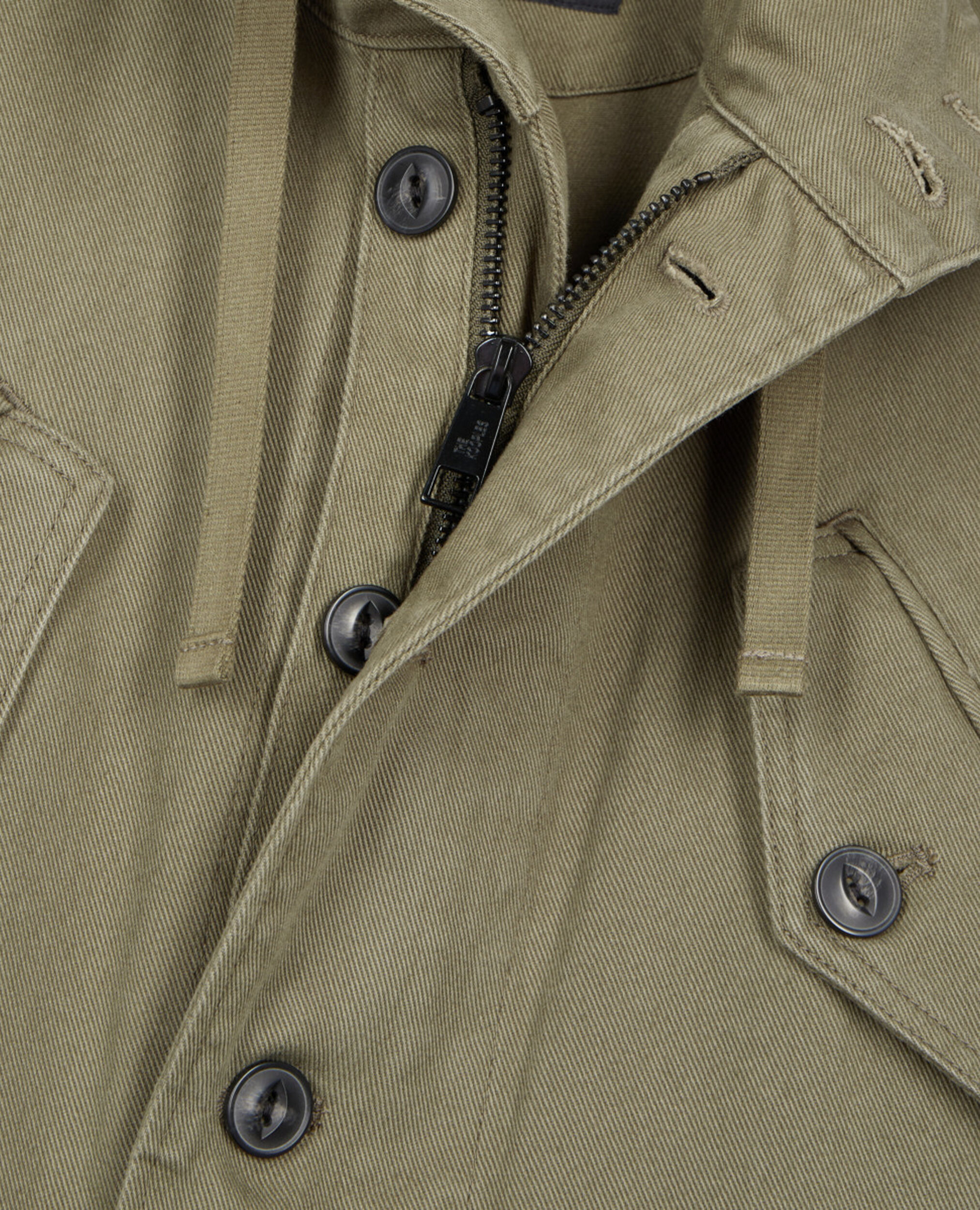 Long khaki hooded parka, OLIVE NIGHT, hi-res image number null