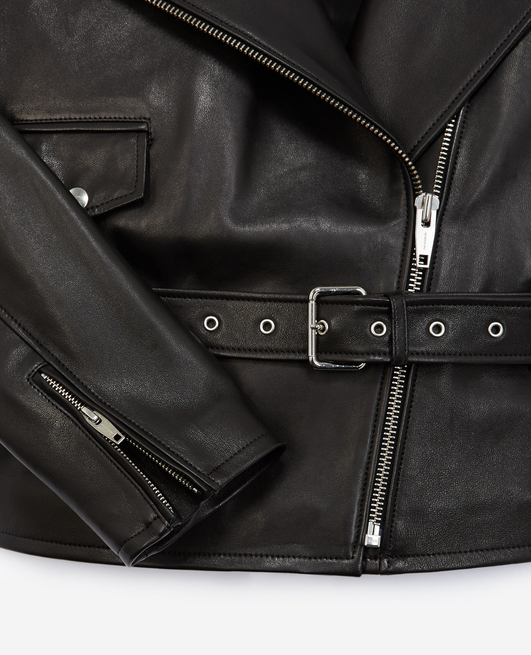 Belted biker discount jacket womens
