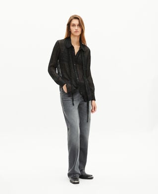 The Kooples WOMEN BLACK black silk ruffled shirt