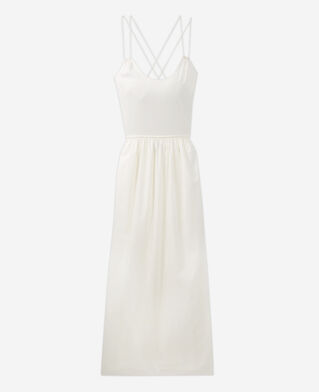 The Kooples WOMEN OFF WHITE ecru long summer dress with thin straps