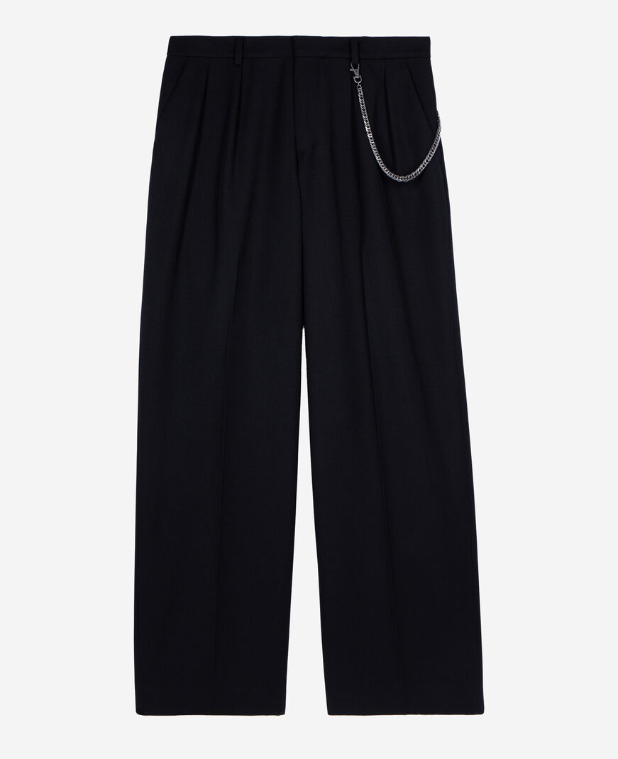 The Kooples HERREN BLACK schwarze wollhose mit weitem bein
