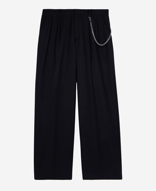The Kooples HERREN BLACK schwarze wollhose mit weitem bein