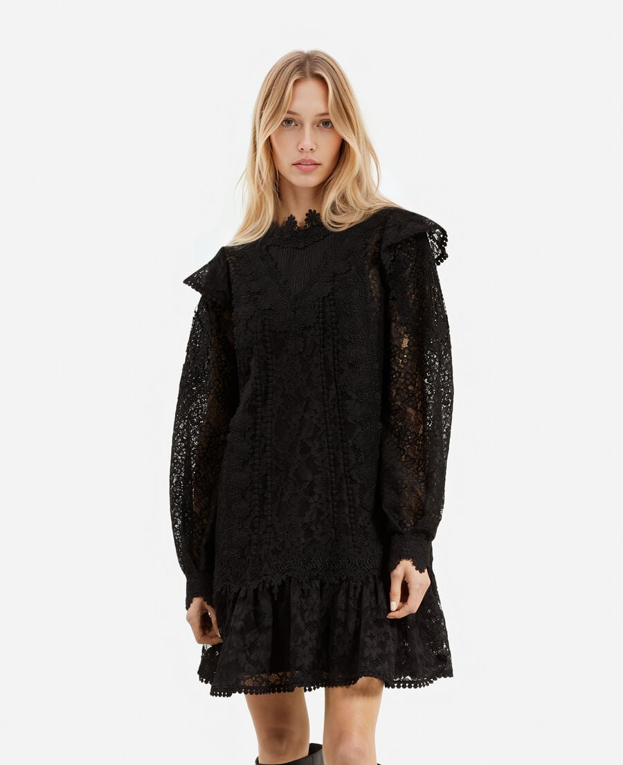 The Kooples FEMME BLACK robe courte en dentelle noire