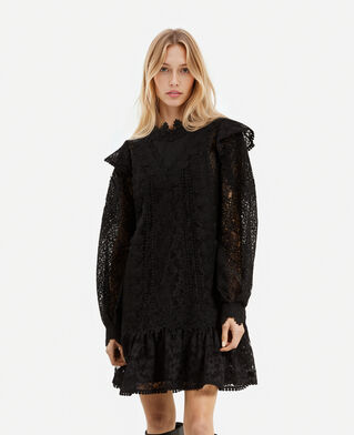 The Kooples FEMME BLACK robe courte en dentelle noire