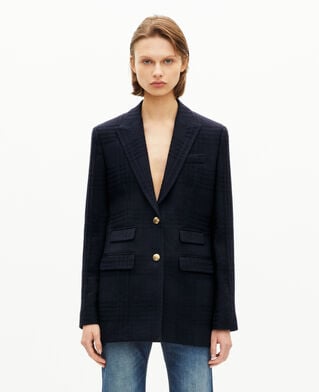 The Kooples MUJER NAVY chaqueta de tweed de lana azul marino