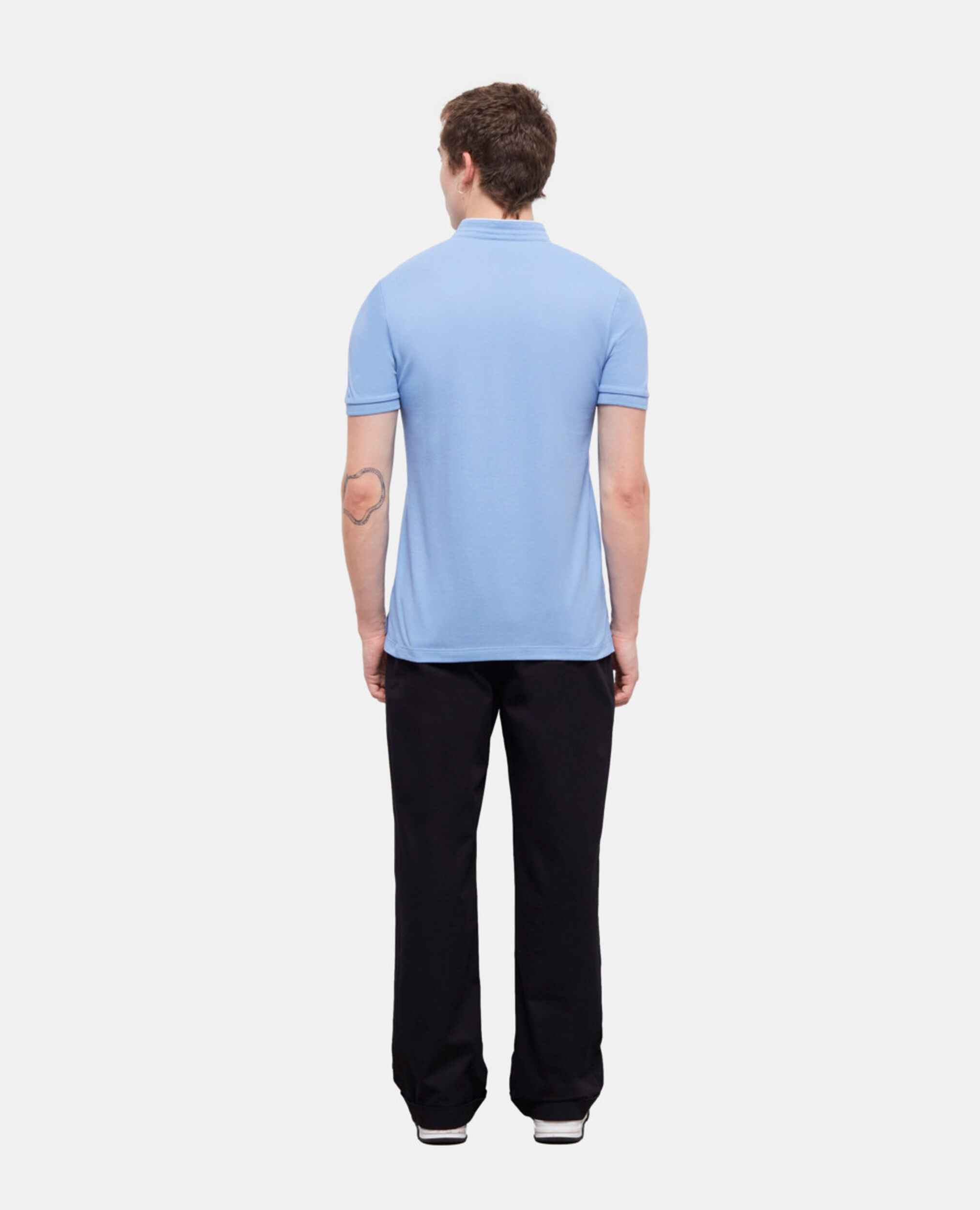 Blue officer collar polo shirt, ALLURE BLUE / AQUA, hi-res image number null