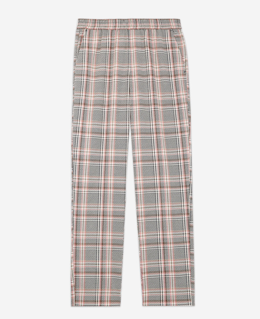 pink and black checked flowing printed pants