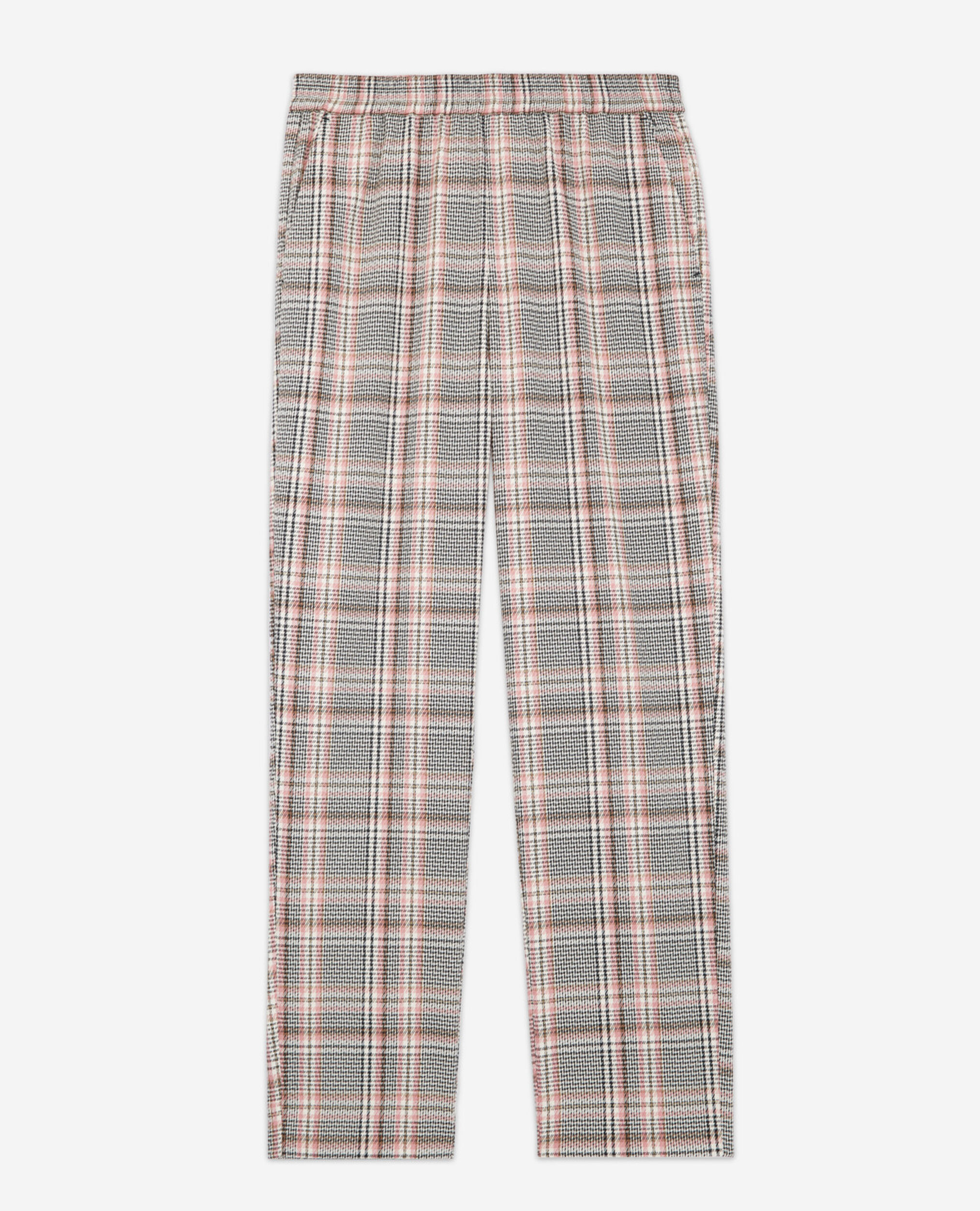 Pink and black checked flowing printed pants, PINK, hi-res image number null