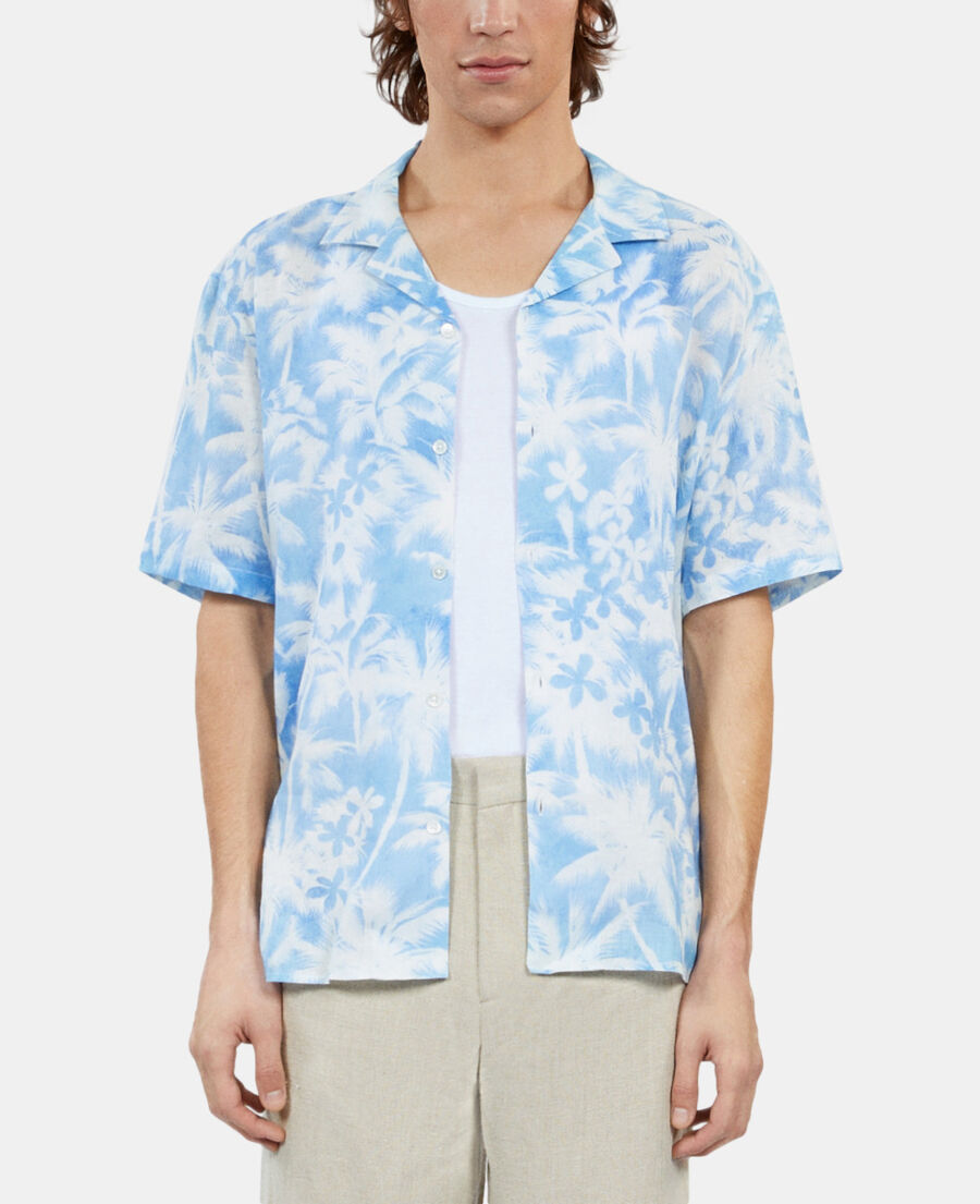 The Kooples H WHITE / BLUE short-sleeved printed shirt