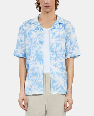 The Kooples H WHITE / BLUE short-sleeved printed shirt