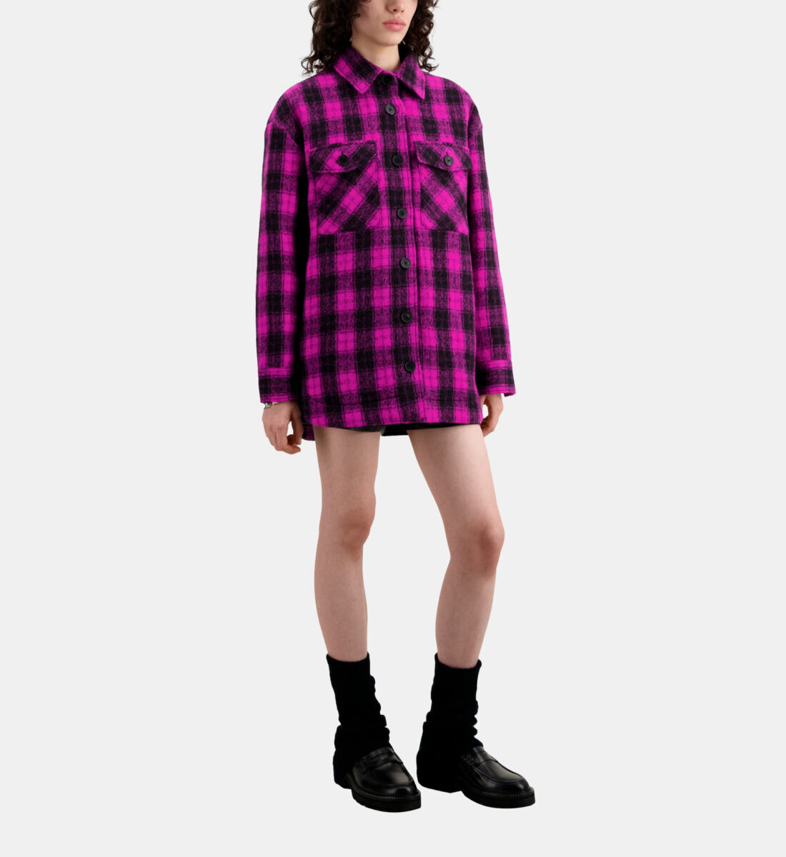 Chaqueta estilo sobrecamisa cuadros rosas The Kooples Espa a