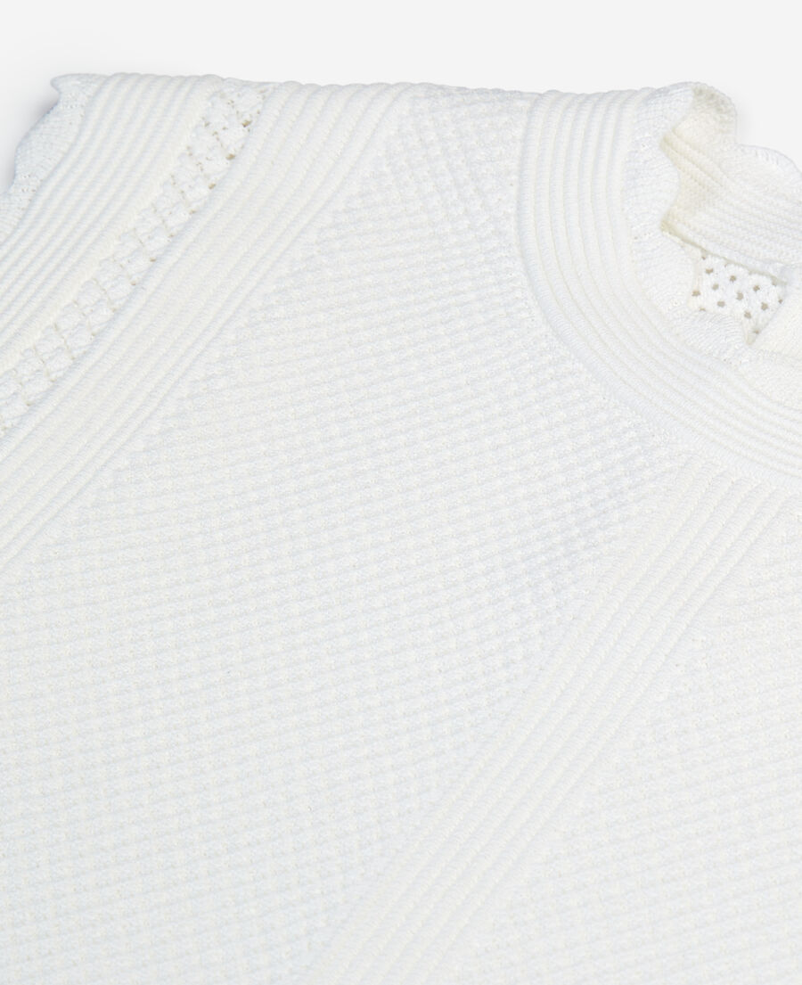 white openwork knit top
