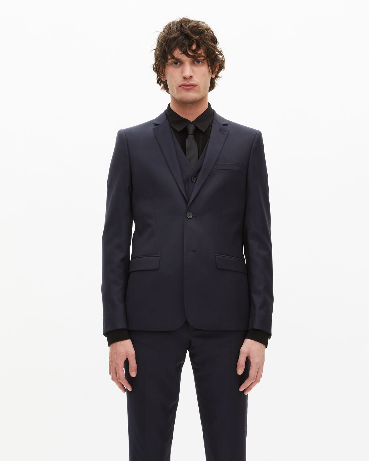 The Kooples MEN DARK NAVY blue straight wool suit jacket