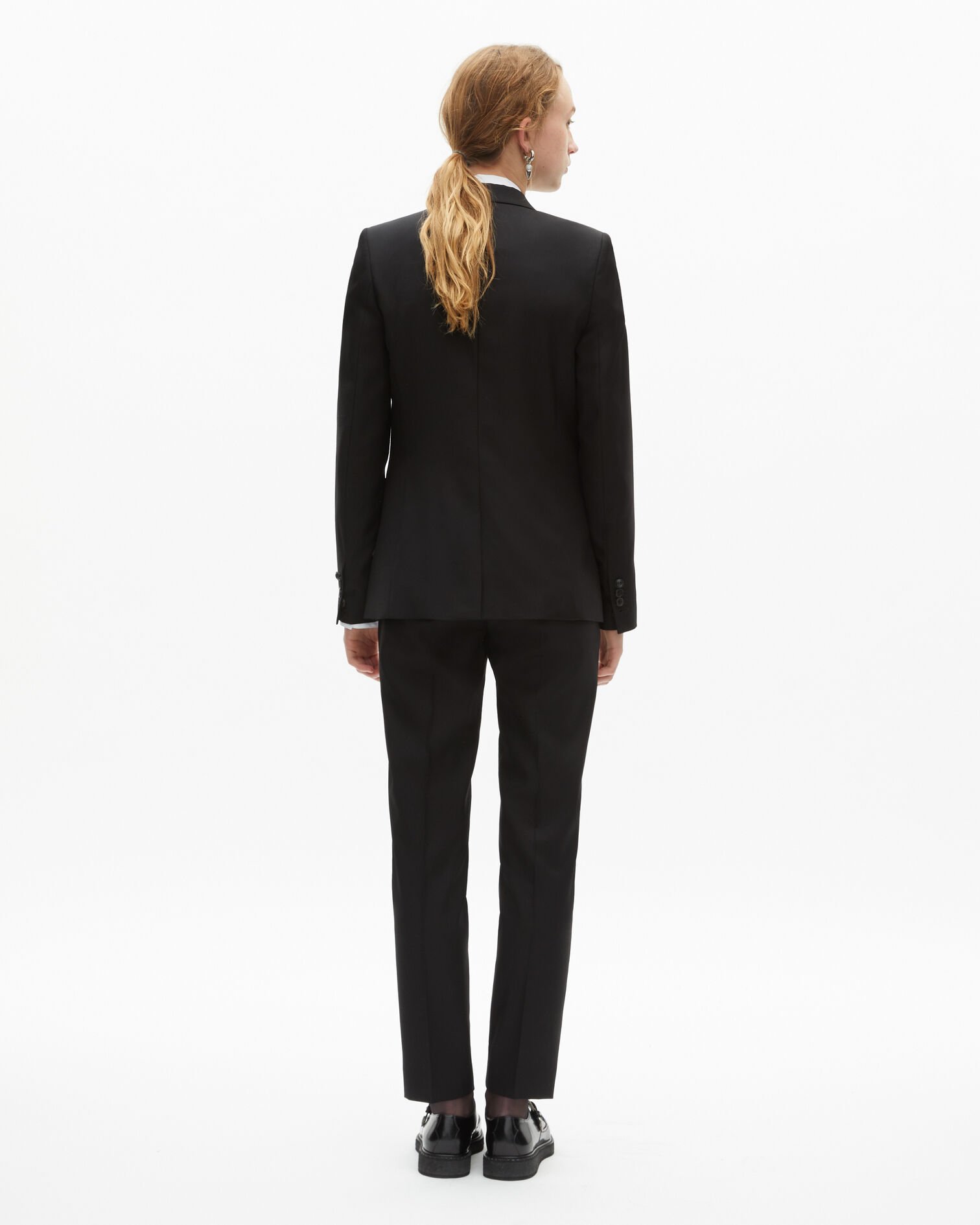 Black slim-fit wool suit jacket, BLACK, hi-res image number null