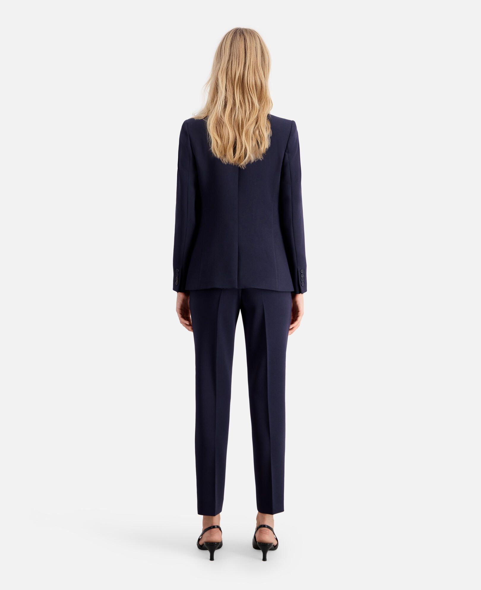 The Kooples WOMEN DARK NAVY navy blue crêpe suit jacket structured shape
