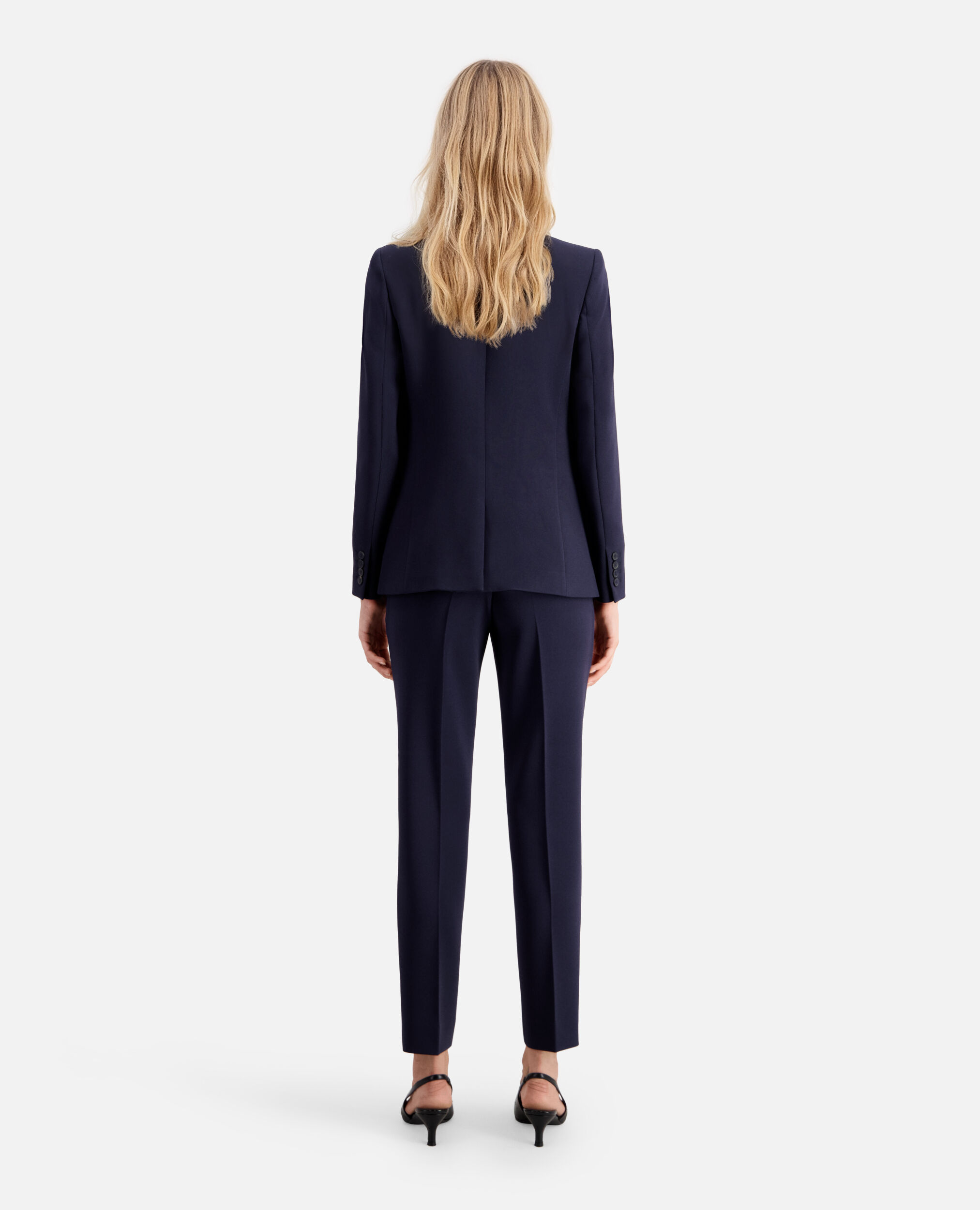 Navy blue crêpe suit jacket structured shape, DARK NAVY, hi-res image number null