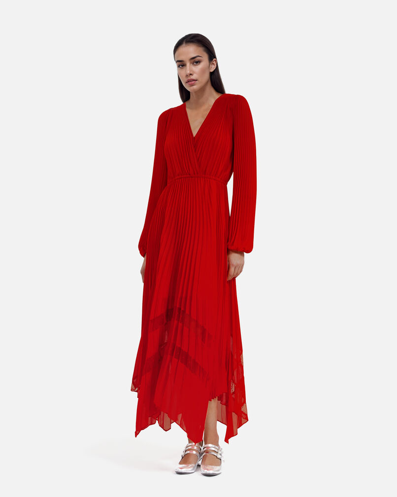 The Kooples WOMEN RED red pleated long dress