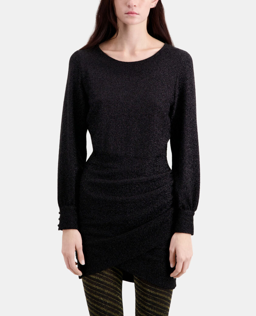 The Kooples FEMME BLACK robe courte noire effet pailleté