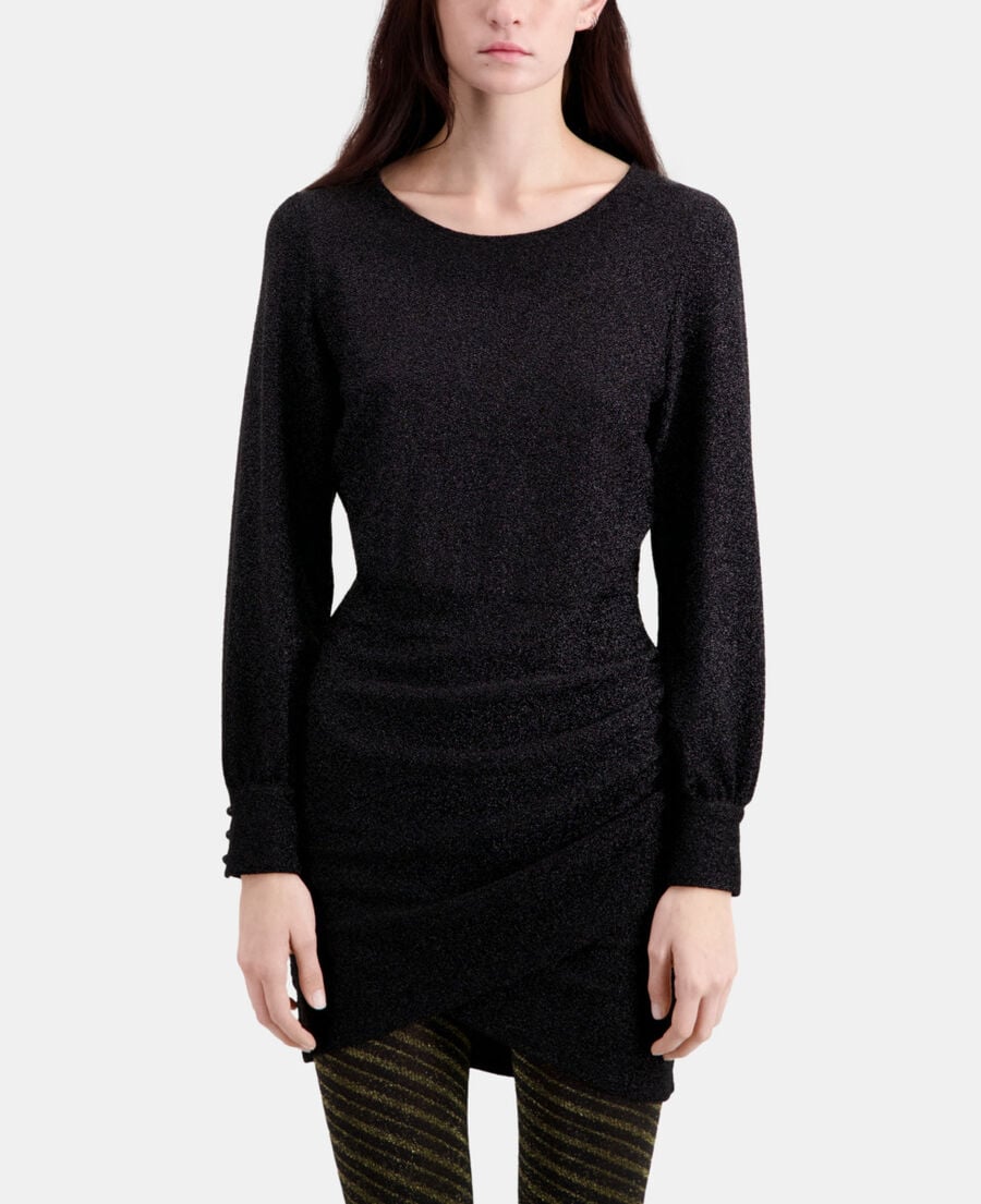 The Kooples FEMME BLACK robe courte noire effet pailleté