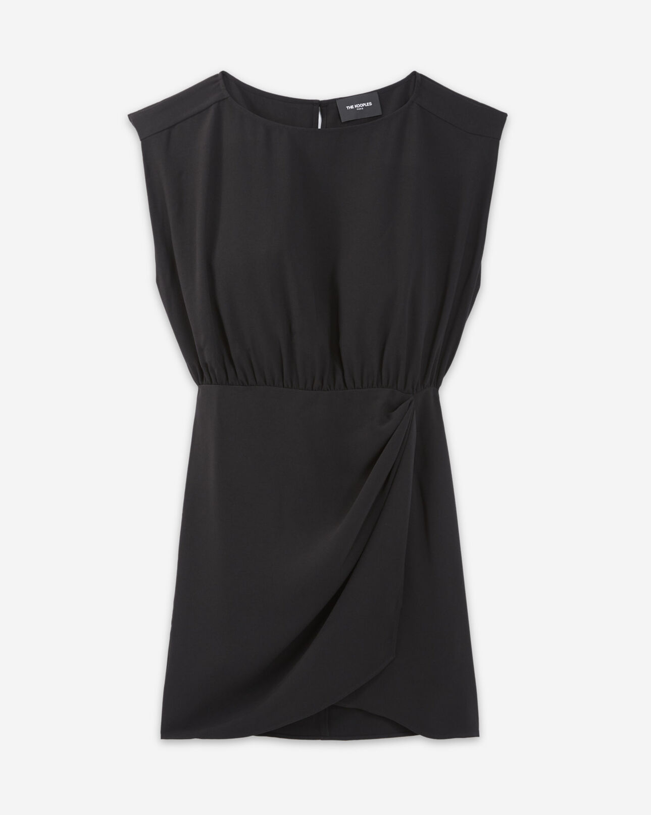 The Kooples FEMME BLACK robe courte noire en crepe portefeuille