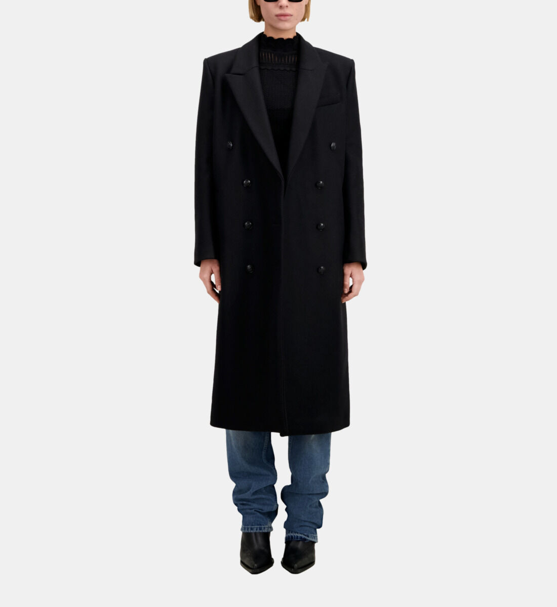 Long black wool coat
