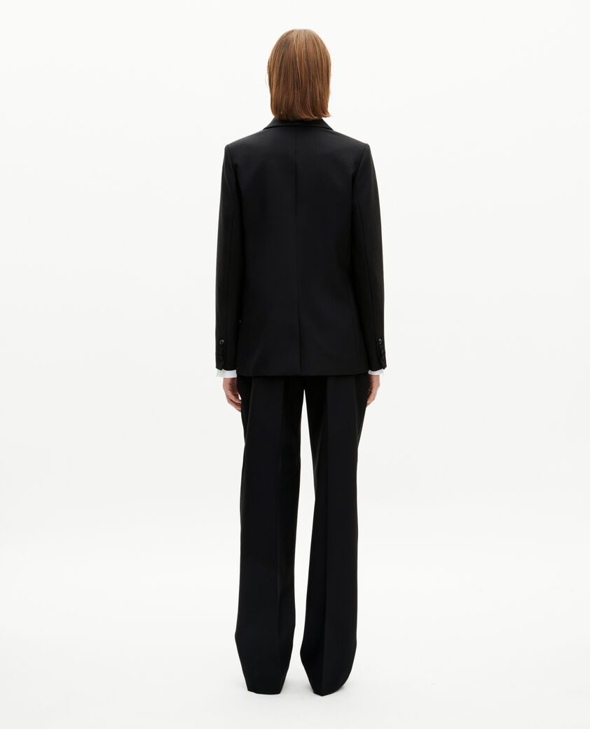 The Kooples WOMEN BLACK black satin detail suit jacket