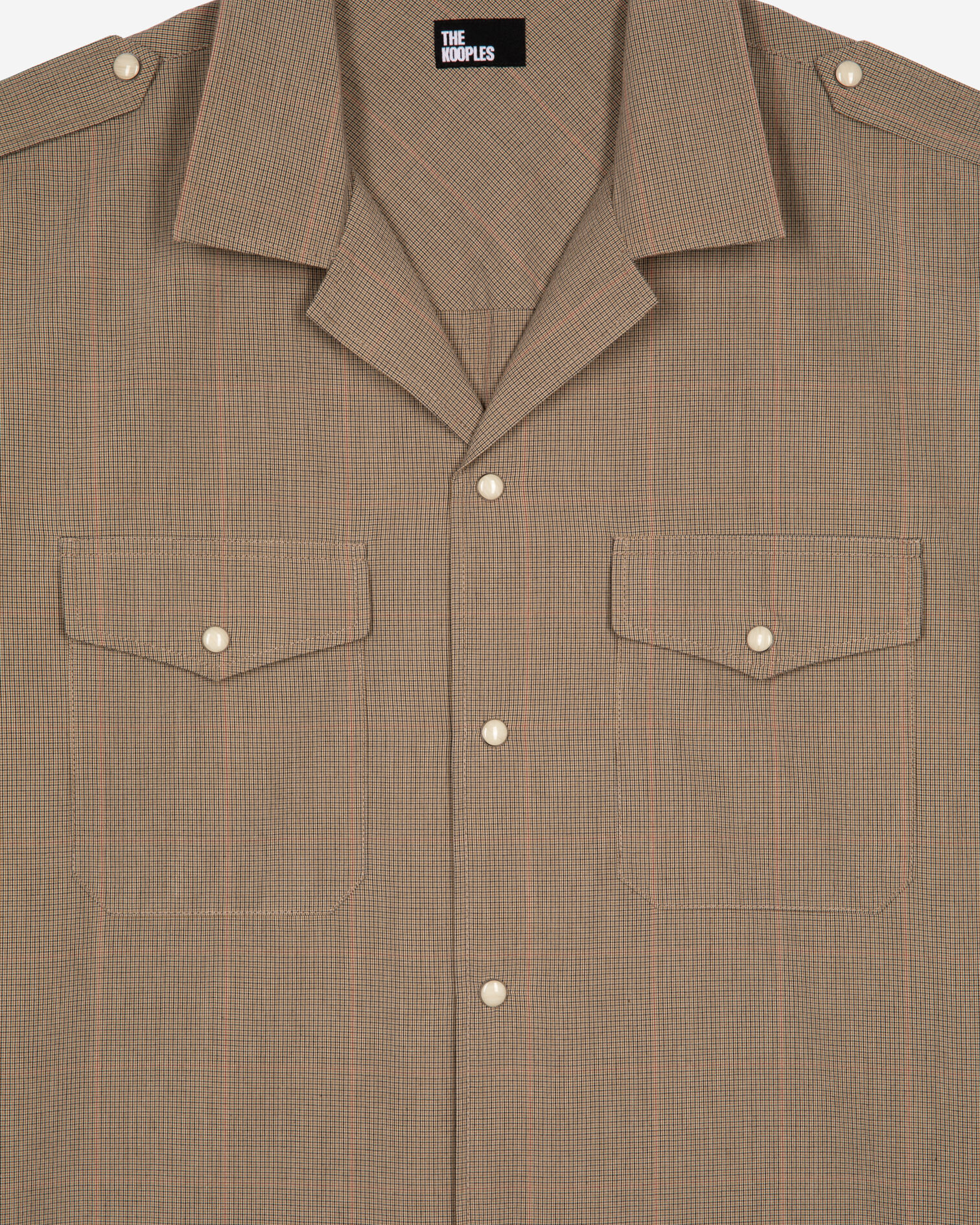 Long-sleeved shirt with micro-check pattern, BEIGE / BROWN / BLACK, hi-res image number null