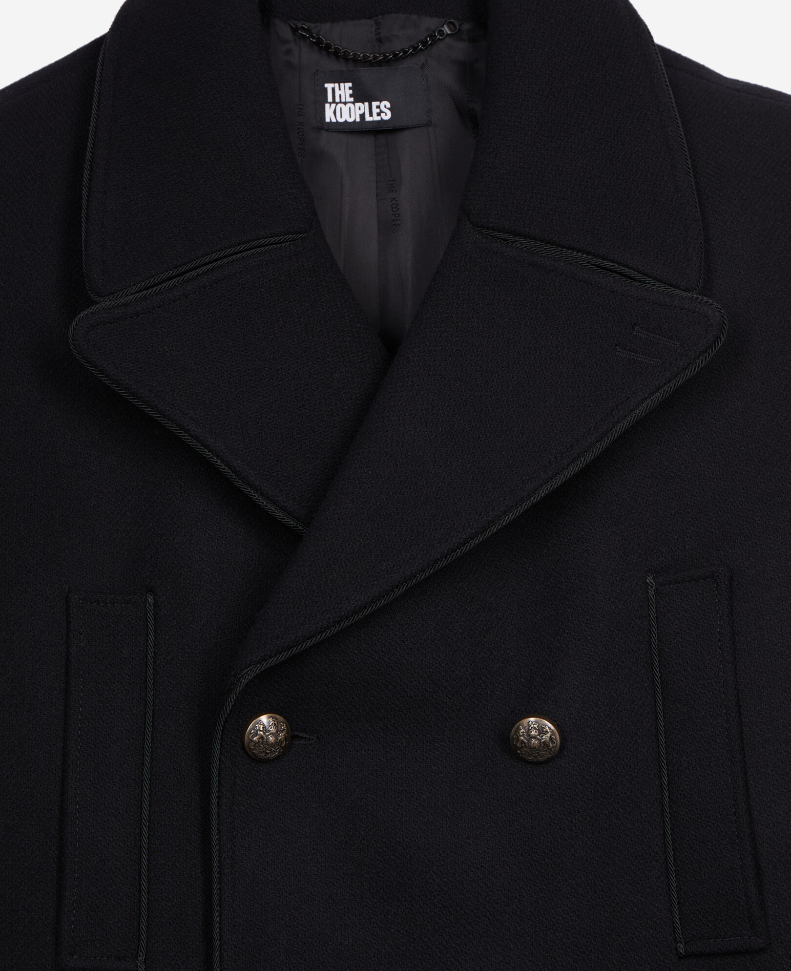 The Kooples HOMME BLACK manteau long en laine mélangée noire