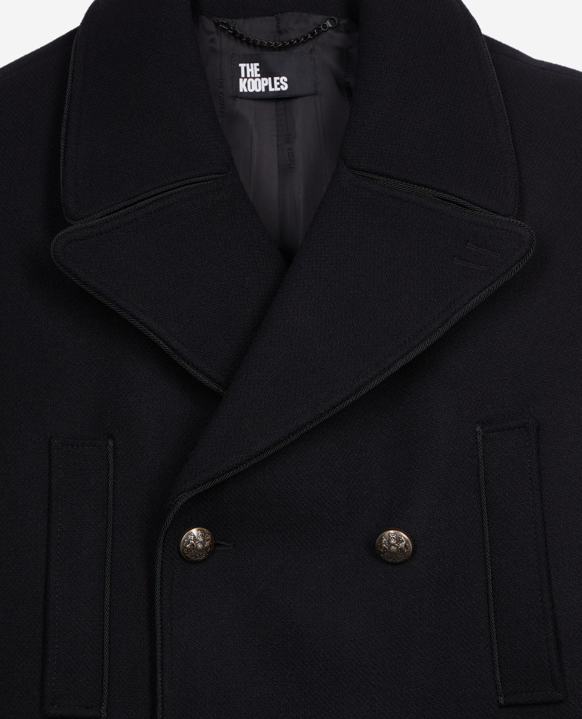 Manteau long en laine mélangée noire, BLACK, hi-res image number null