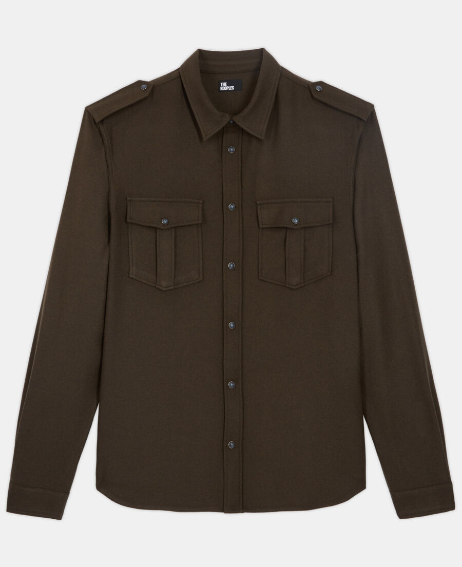 khaki shirt with classic collar