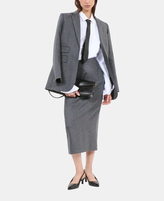 The Kooples FEMME LIGHT GREY jupe crayon mi-longue &agrave; rayures