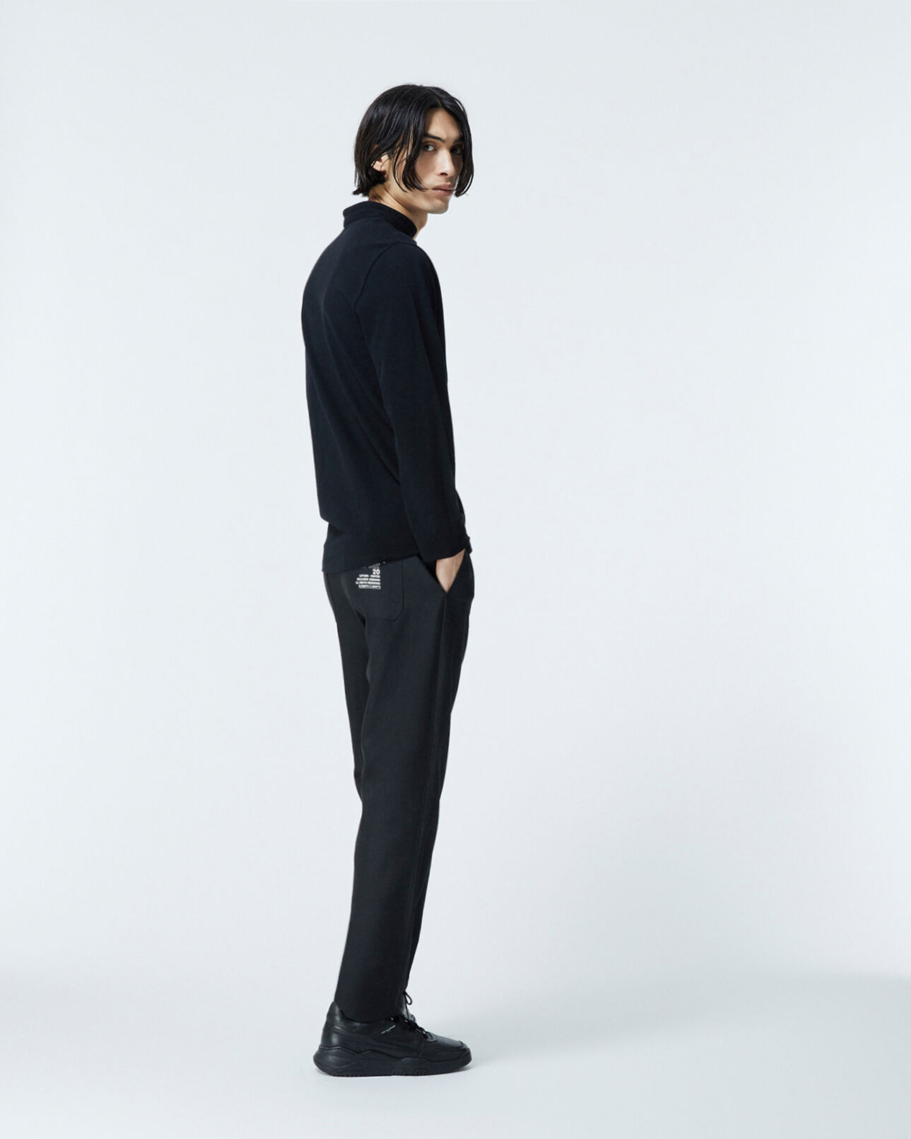 The Kooples HOMME BLACK polo noir à col officier et logo