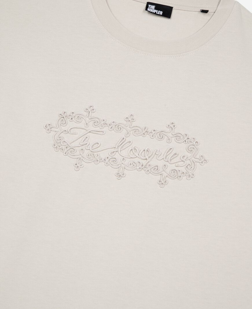The Kooples H BEIGE GREY t-shirt with beige logo embroidery