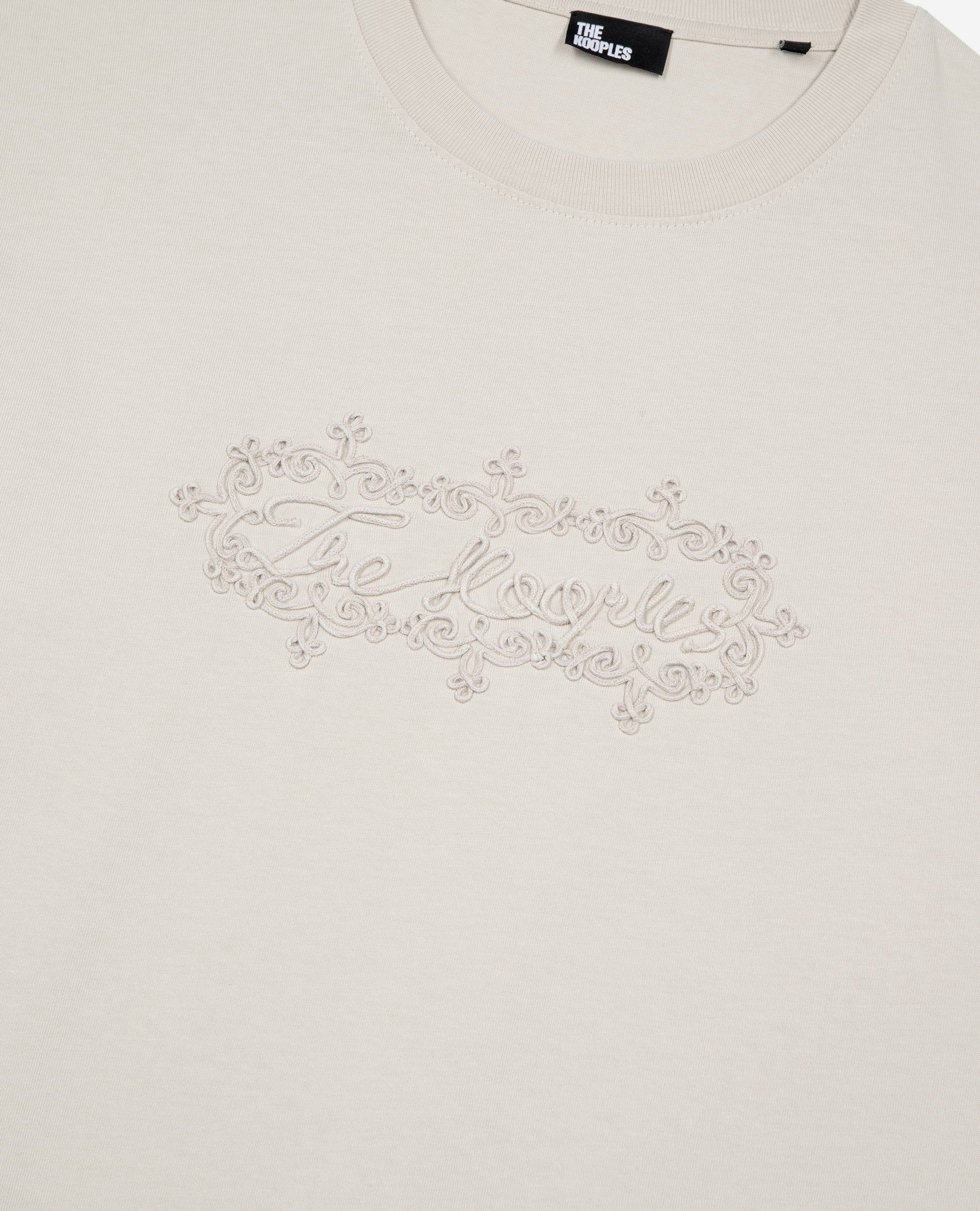 T-shirt with beige logo embroidery, BEIGE GREY, hi-res image number null