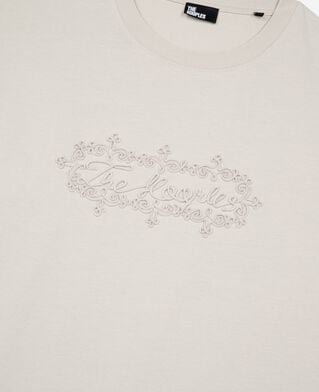 The Kooples H BEIGE GREY t-shirt with beige logo embroidery