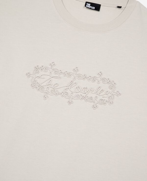 The Kooples HOMME BEIGE GREY t-shirt avec broderie logo beige