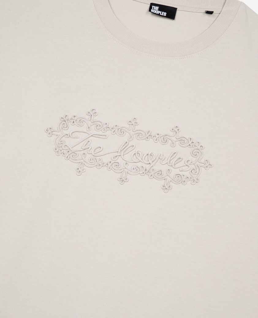 The Kooples H BEIGE GREY t-shirt with beige logo embroidery