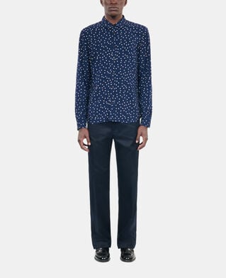 The Kooples H DARK NAVY-ECRU blue and white polka dot print shirt