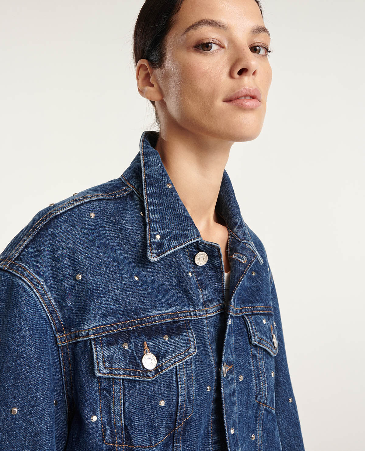 Studded blue best sale jean jacket
