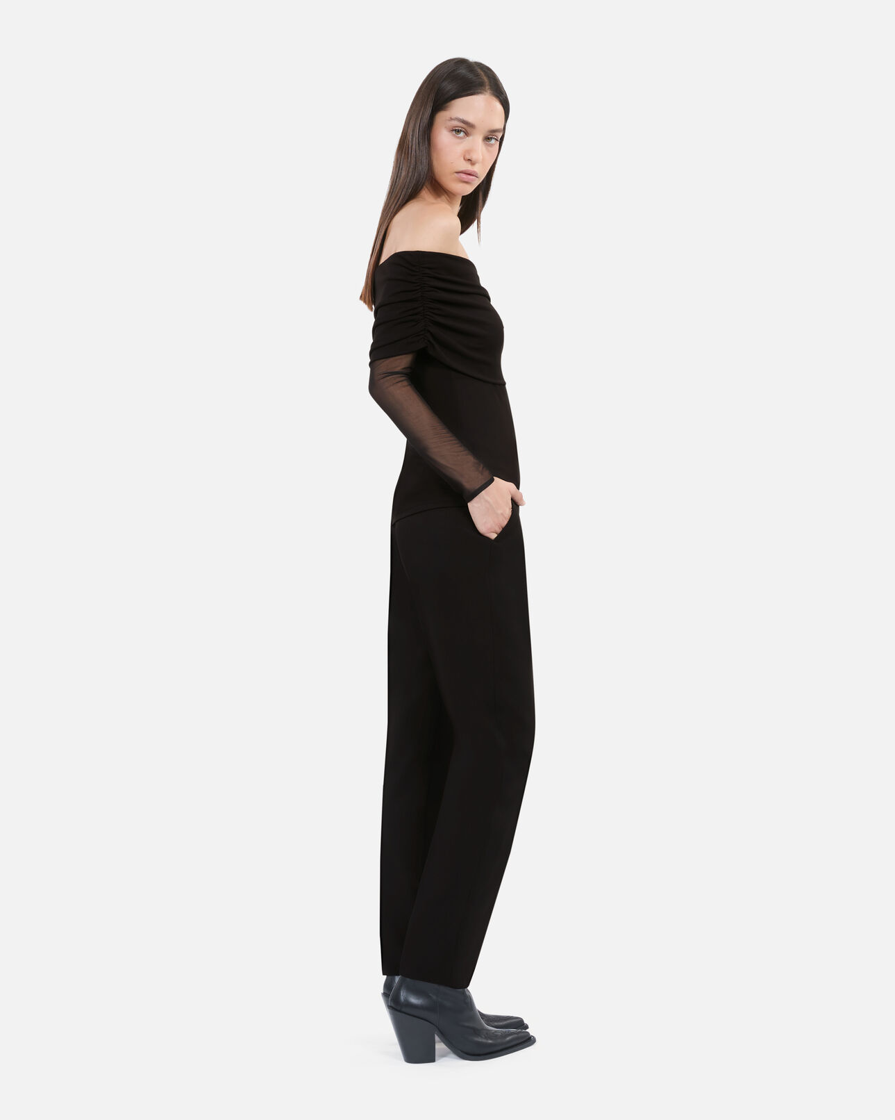 The Kooples FEMME BLACK top en jersey noir