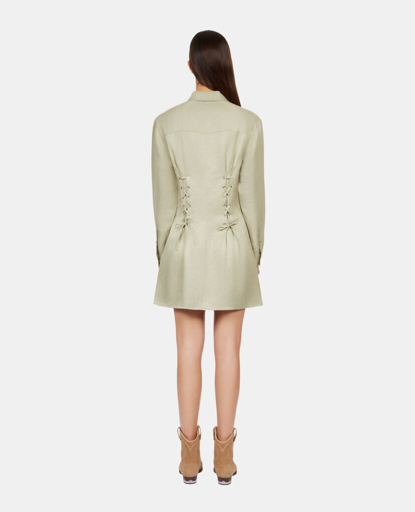 The Kooples FEMME KAKI GREY robe courte avec laçage vert clair