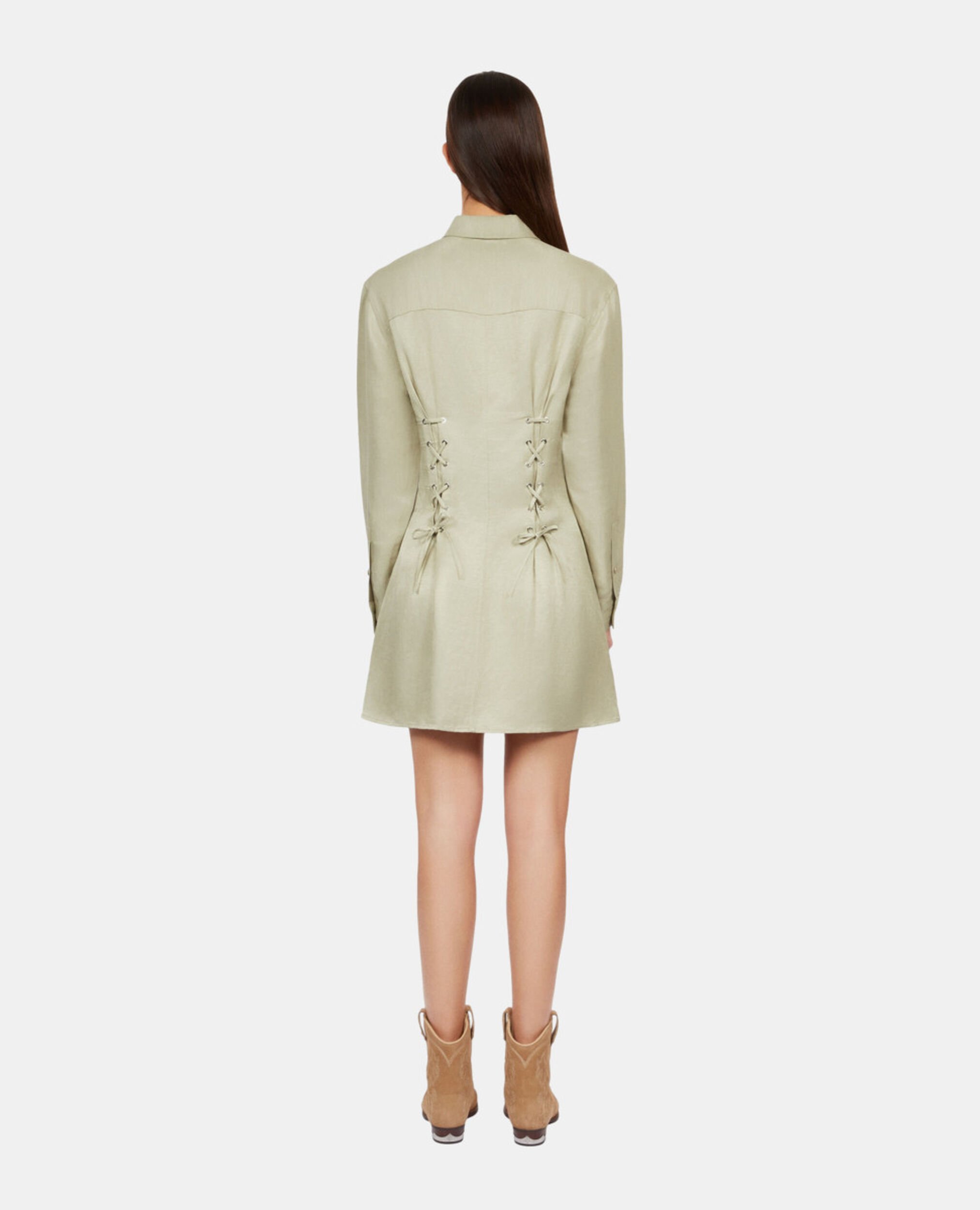 Robe courte avec laçage vert clair, KAKI GREY, hi-res image number null