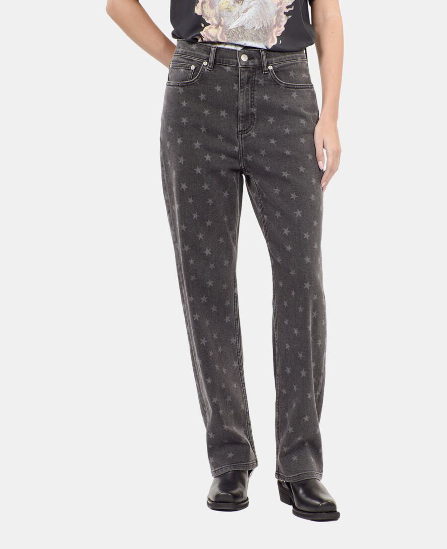 The Kooples F BLACK star printed boyfriend jeans