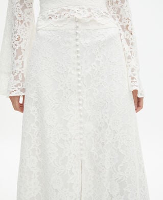 The Kooples DAMEN ECRU langer wei&szlig;er spitzenrock