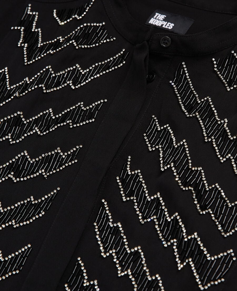 The Kooples MUJER BLACK camisa detalles perlas negra