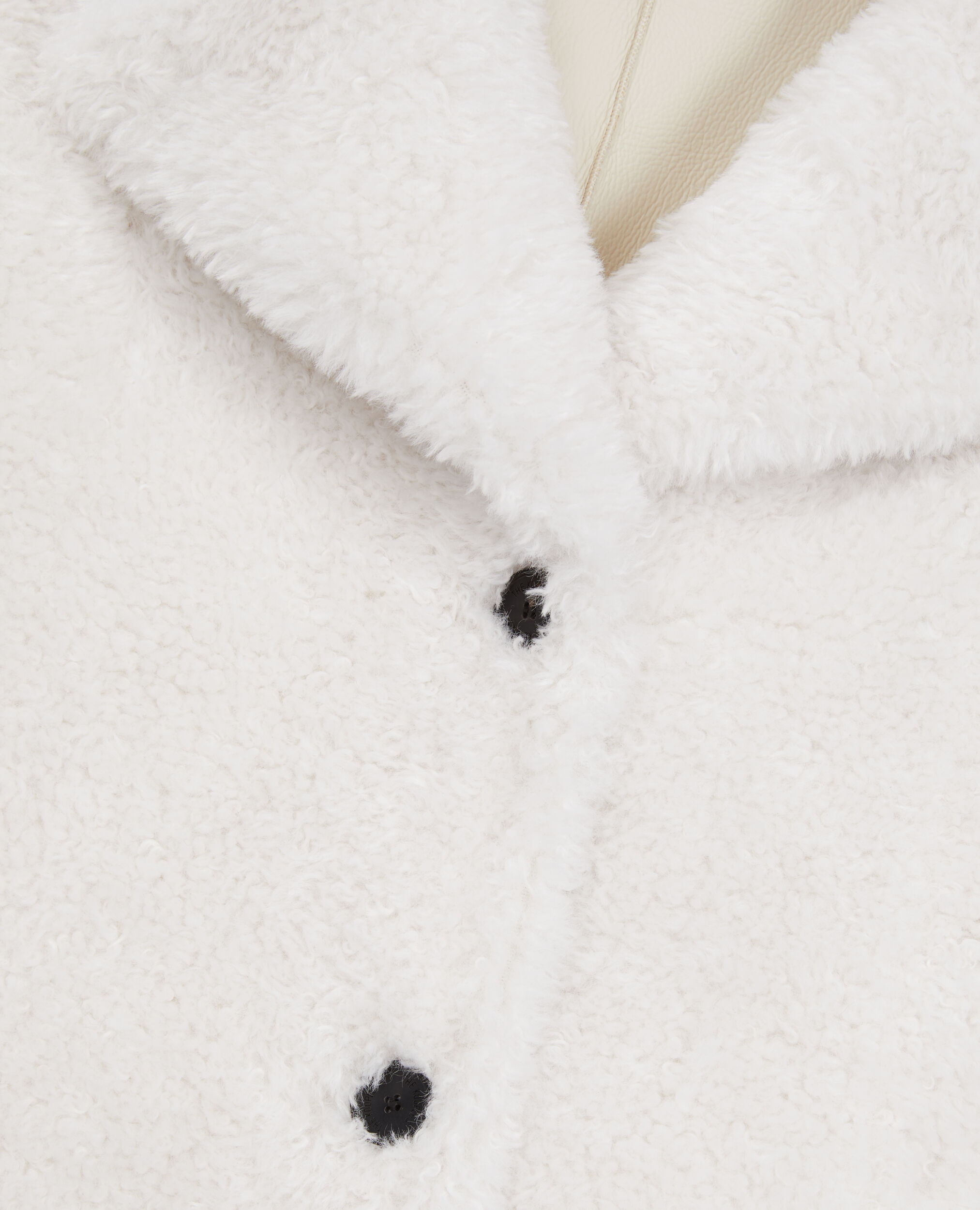 Long ecru faux fur coat | The Kooples US