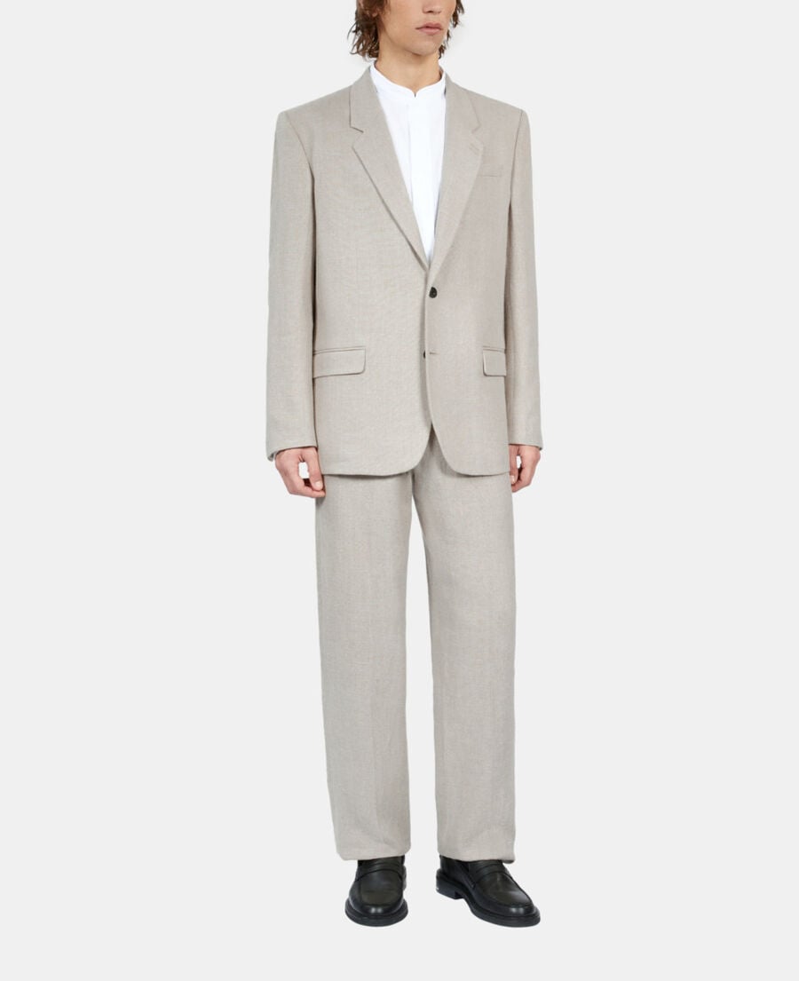 The Kooples HOMME BEIGE veste de costume en lin beige