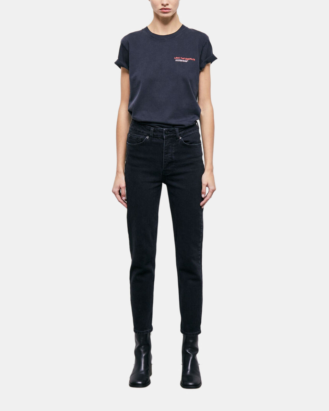 The Kooples FEMME BLACK WASHED jean slim noir